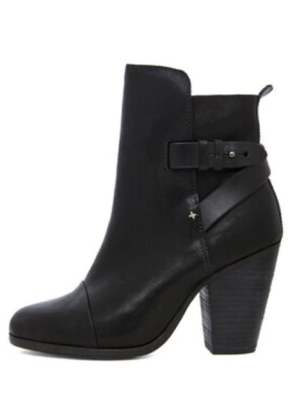 Rag & Bone Kinsey Black Calf Leather Wedge Ankle Boots Moto Booties 8 8.5 eu 39